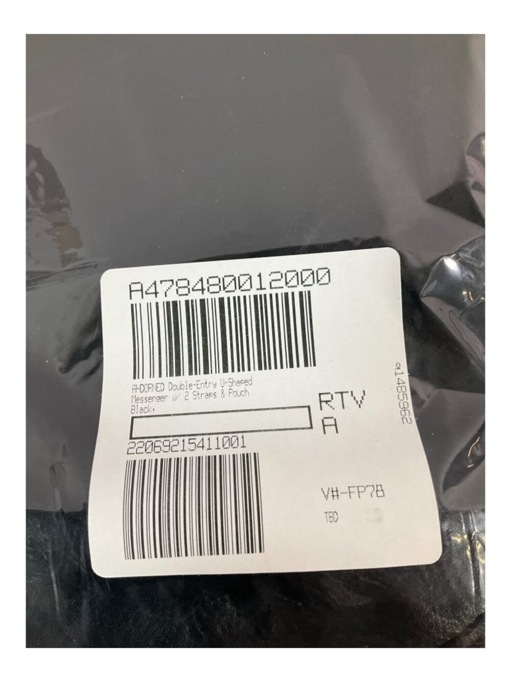 ahdorned U-Shaped Messenger Bag - Black PU with Dual Straps & Pouch, Gold-Tone H